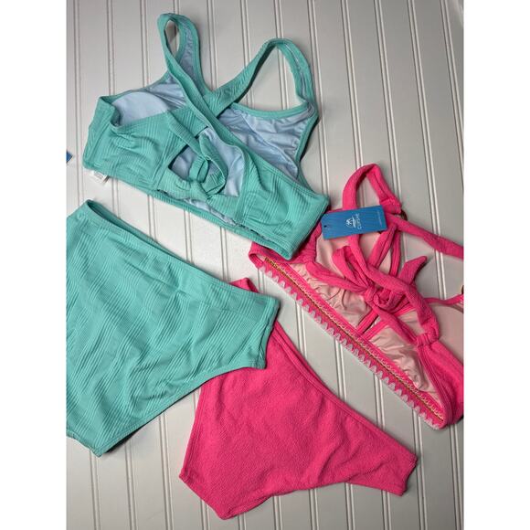 NWT Cupshe Two Piece Swimsuit Bikini Pink Crossback Bikini Swim BUNDLE Size M - Picture 3 of 7